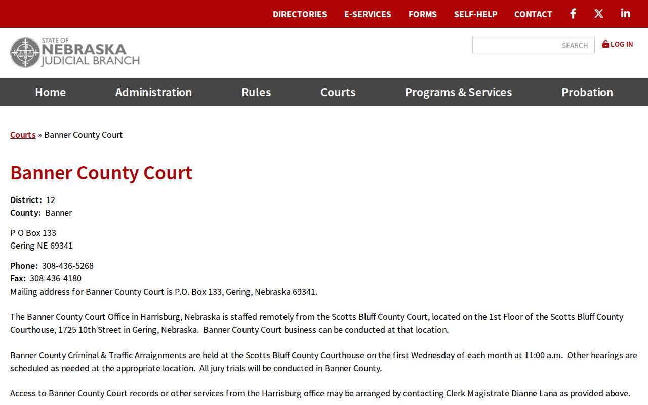 Banner County court docket county court remote staffing notice