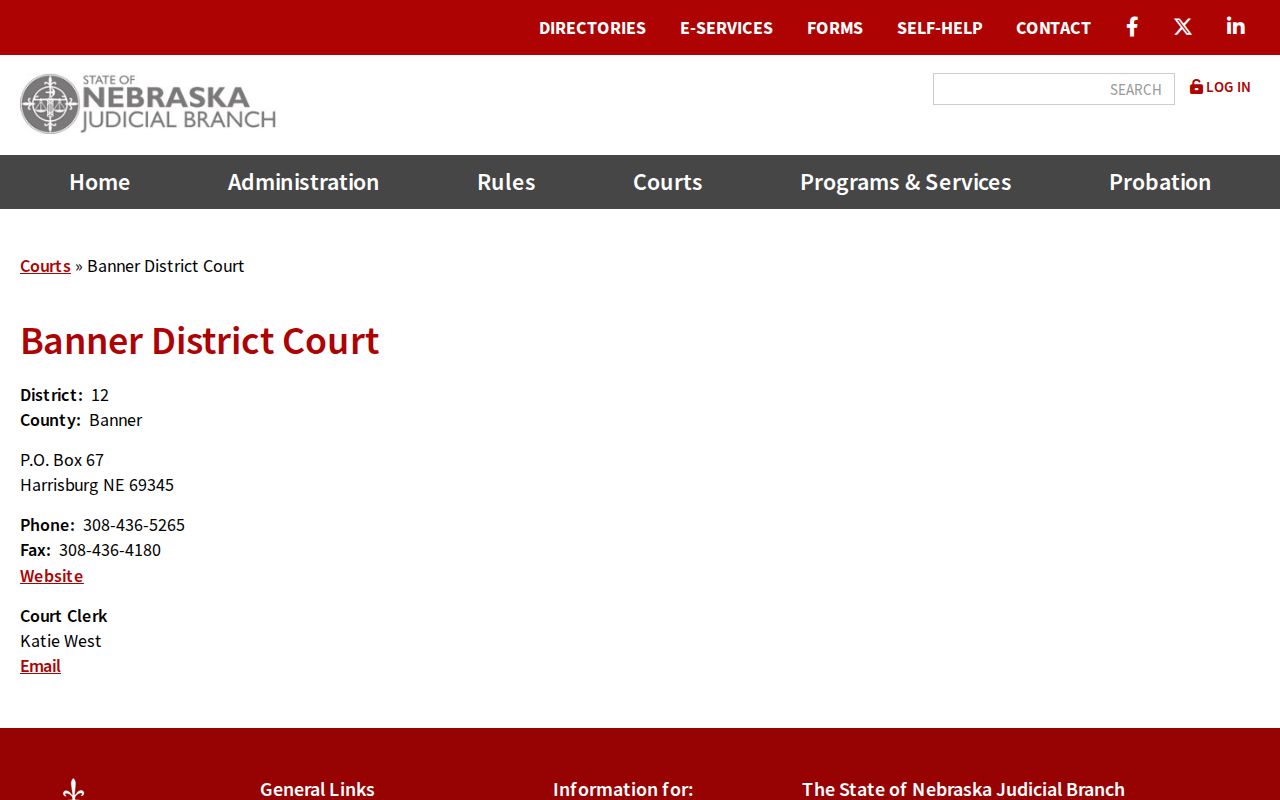 Banner County court docket district court contact record
