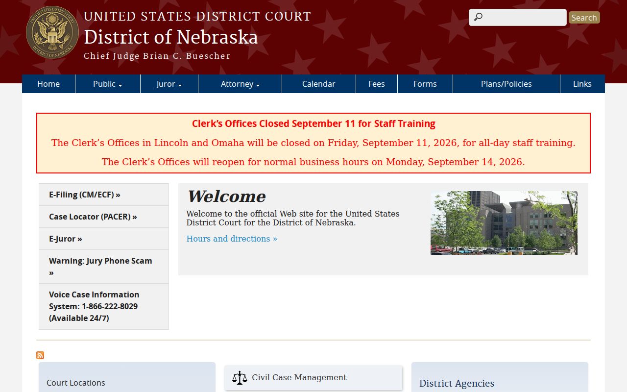 Banner County court docket federal district court access route