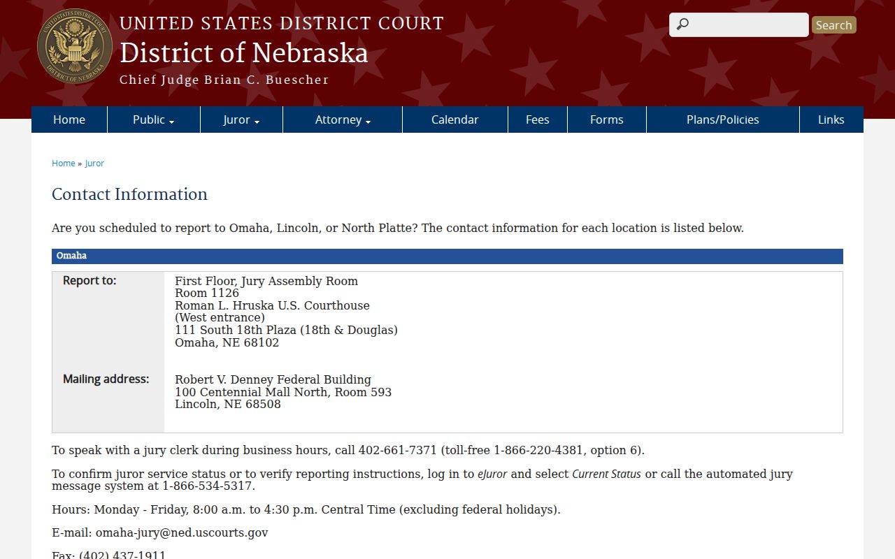 Banner County court docket North Platte federal contact context