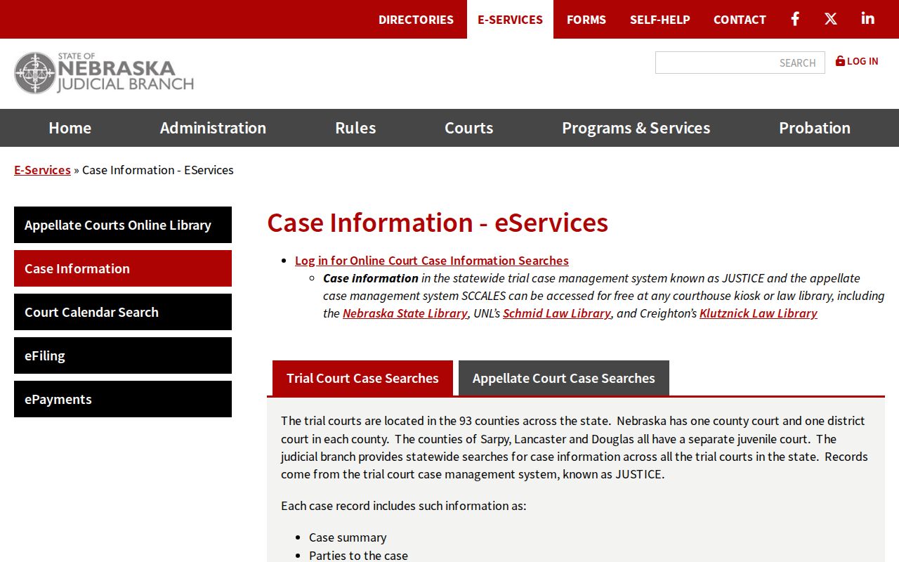 Banner County court docket Nebraska JUSTICE case information choices